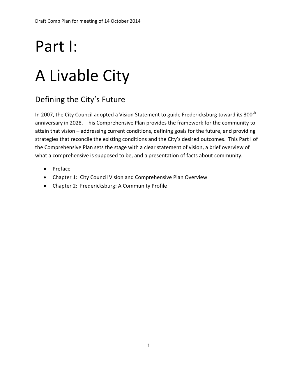 Part I: a Livable City