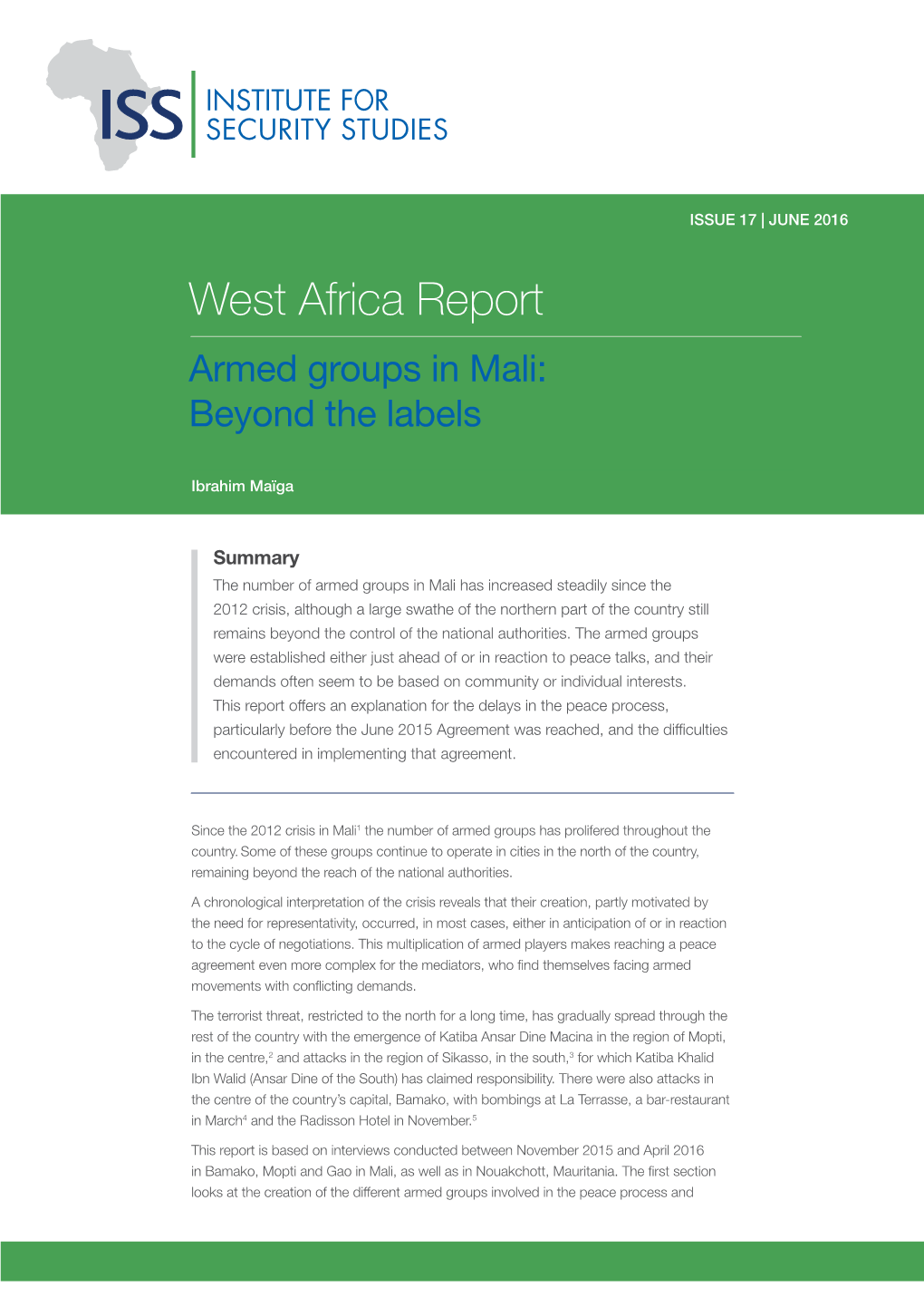 Armed Groups in Mali: Beyond the Labels