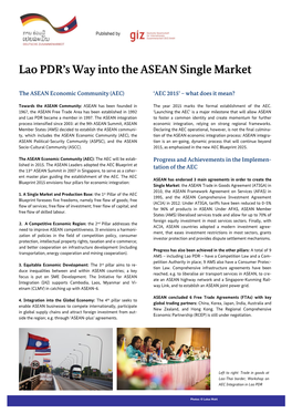 Lao PDR's Way Into the ASEAN Single Market