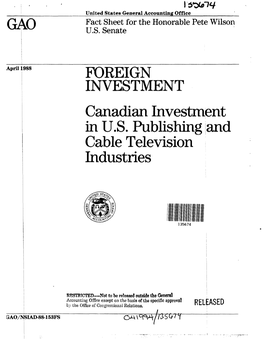 Canadian Investment in US Publishing and Cable Television