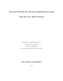 Spectral Methods for Natural Language Processing Jang Sun