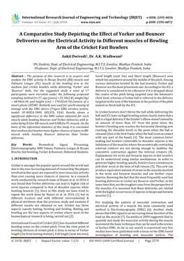 A Comparative Study Depicting the Effect of Yorker and Bouncer Deliveries on the Electrical Activity in Different Muscles of Bowling Arm of the Cricket Fast Bowlers