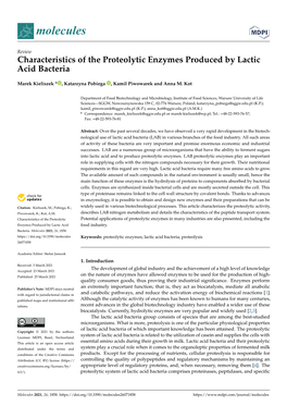 Characteristics of the Proteolytic Enzymes Produced by Lactic Acid Bacteria