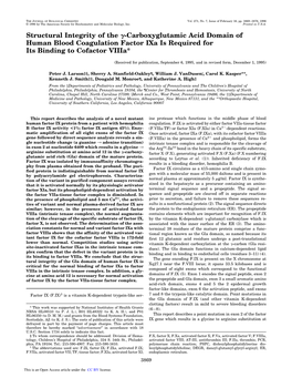 Carboxyglutamic Acid Domain of Human Blood Coagulation Factor Ixa Is Required for Its Binding to Cofactor Viiia*