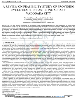 A Review on Feasibility Study of Providing Cycle Track in East Zone Area of Vadodara City