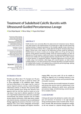 Treatment of Subdeltoid Calcific Bursitis with Ultrasound-Guided Percutaneous Lavage