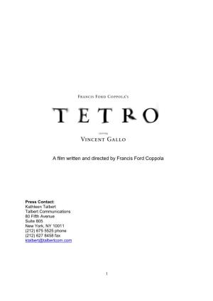 TETRO Production Notes -LAST