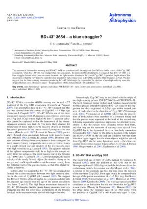 BD+43° 3654 – a Blue Straggler?