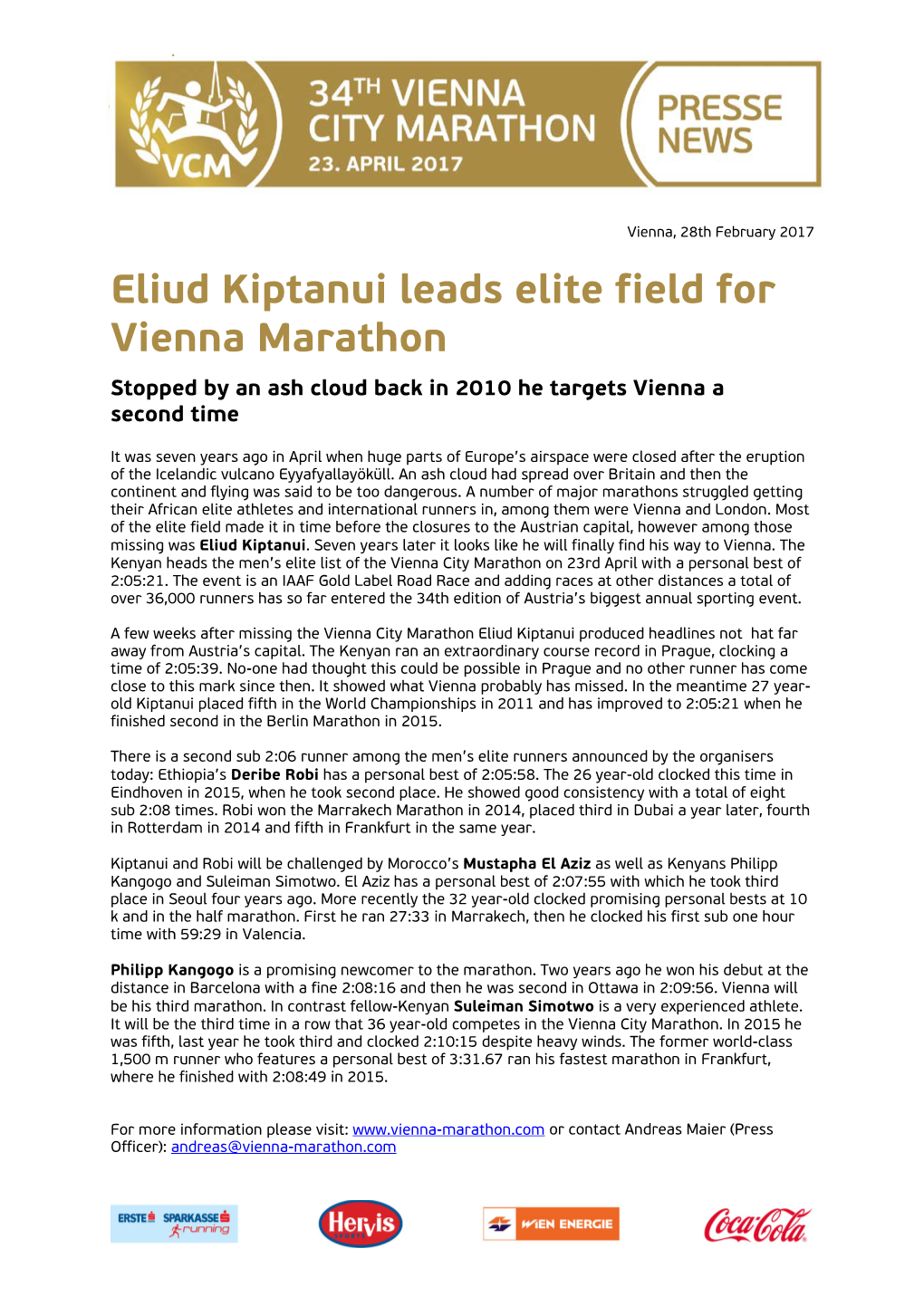 Vienna City Marathon Presse-Info