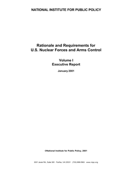 Rationale and Requirements for U.S. Nuclear Forces and Arms Control