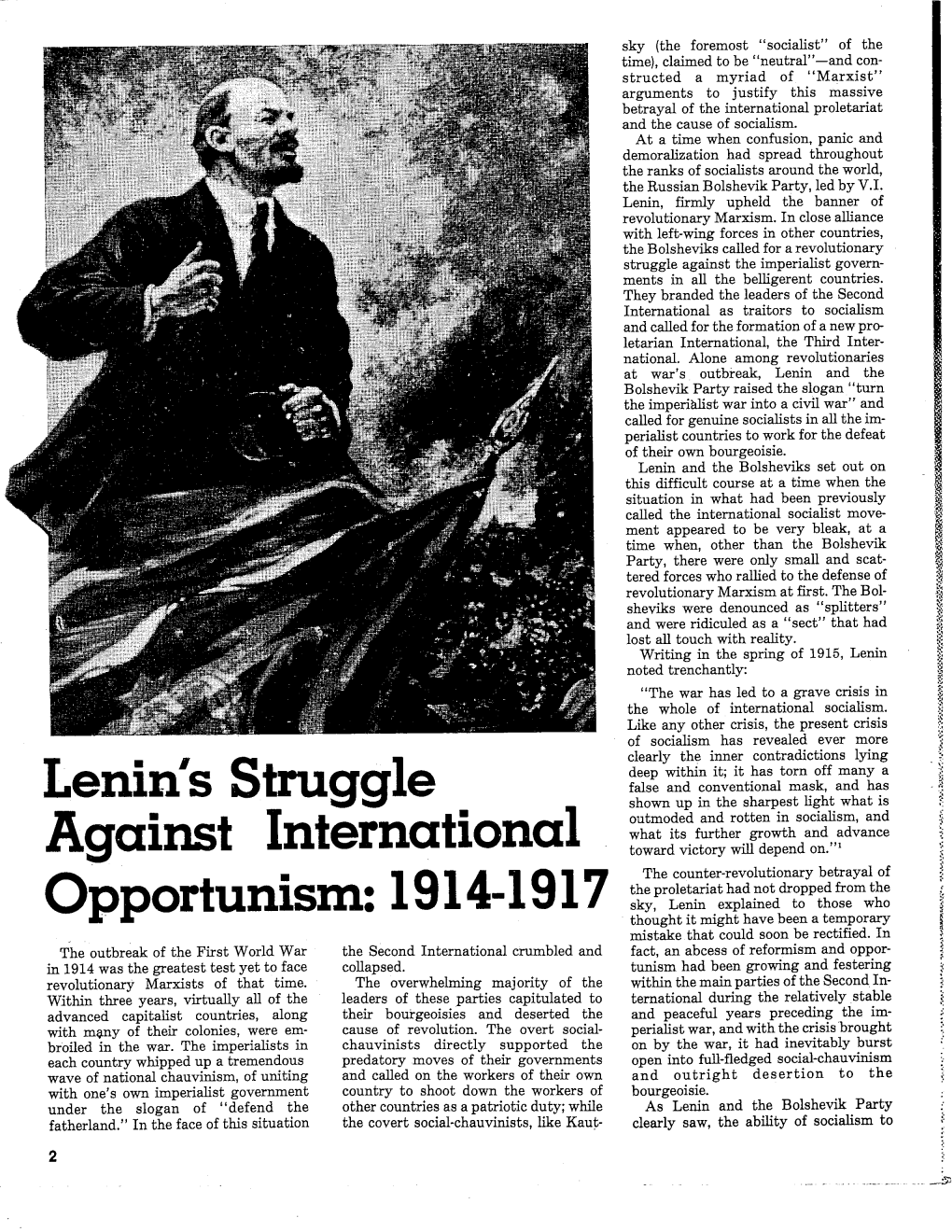 Lenin's Struggle Against International Opportunism: 1914-1917