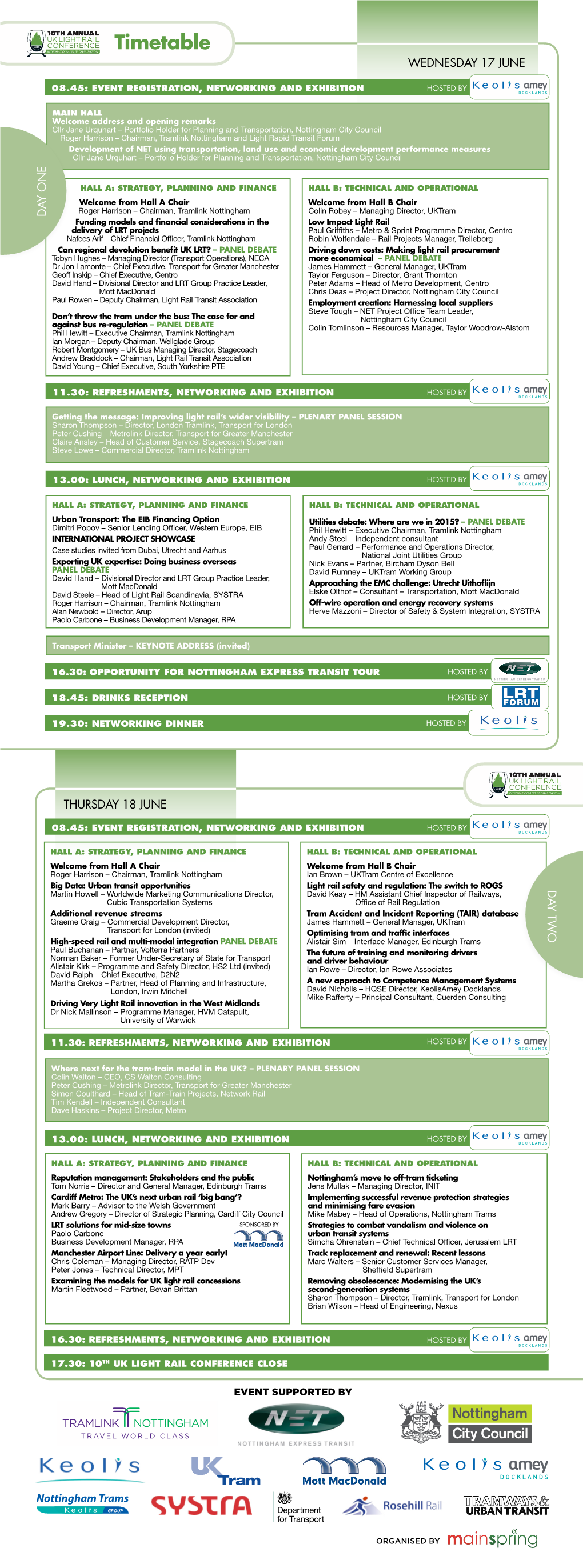 Timetable WEDNESDAY 17 JUNE