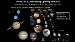 OPAG Fall 2020 Meeting Opening Remarks