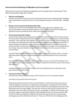 The Annual Parish Meeting of Affpuddle and Turnerspuddle