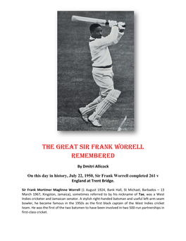 The Great Sir Frank Worrell Remembered