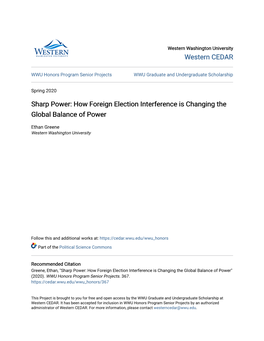 Sharp Power: How Foreign Election Interference Is Changing the Global Balance of Power
