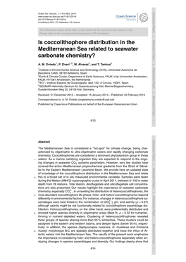 Is Coccolithophore Distribution in the Mediterranean Sea Related to Seawater Carbonate Chemistry? A