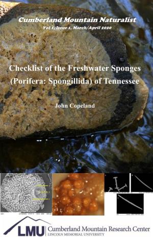 Checklist of the Freshwater Sponges (Porifera: Spongillida) of Tennessee
