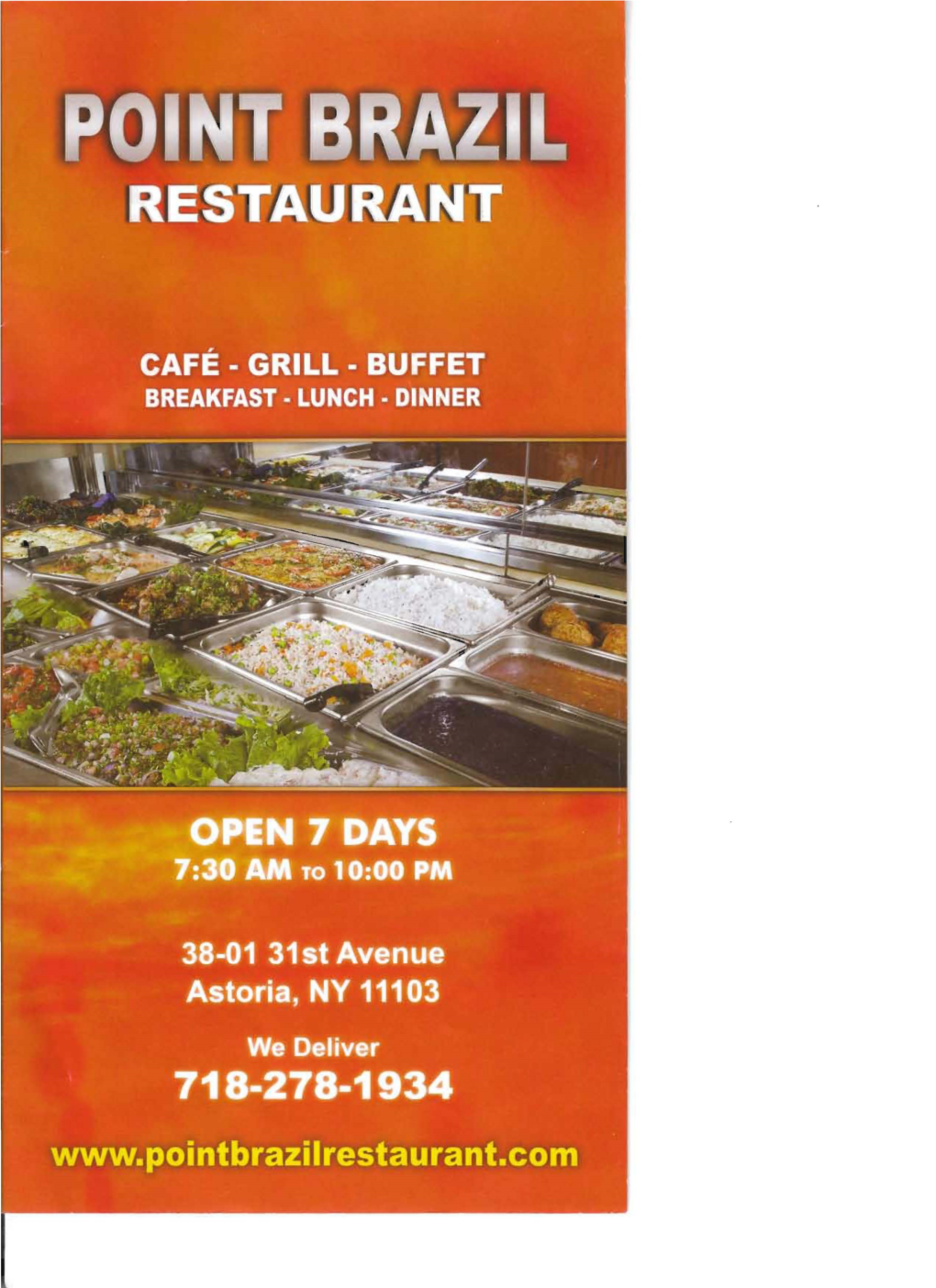 MENU for DELIVERY PLEASE NOTE· We Do Not Delivery Food from the Buffet