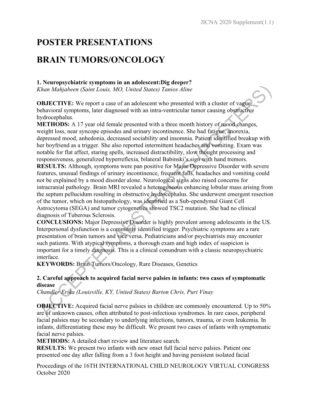 Accepted Abstracts (Posters)