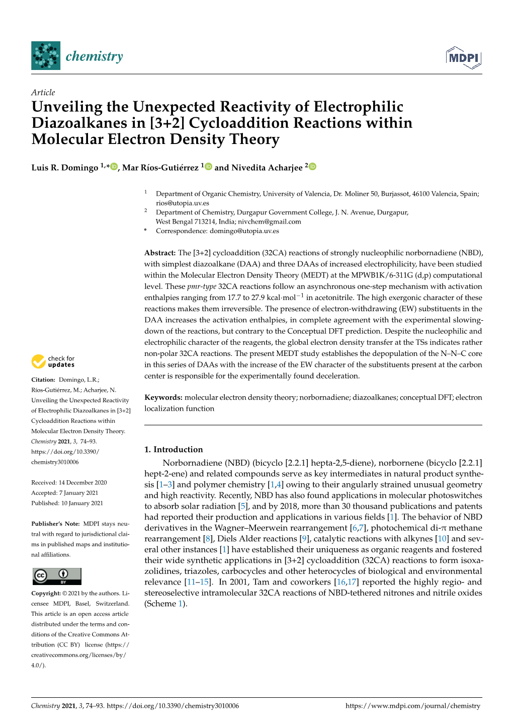 [3+2] Cycloaddition Reactions Within Molecular Electron Density Theory