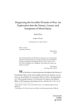 Diagnosing the Invisible Wounds of War: an Exploration Into the Nature, Causes, and Symptoms of Moral Injury