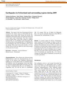 Earthquakes in Switzerland and Surrounding Regions During 2009