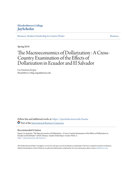 The Macroeconomics of Dollarization : a Cross-Country Examination Of