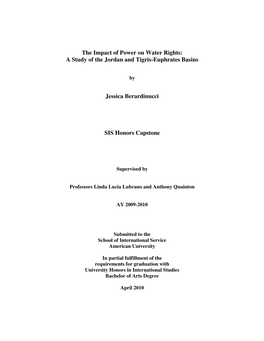 The Impact of Power on Water Rights: a Study of the Jordan and Tigris-Euphrates Basins