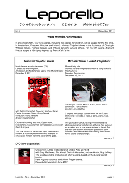 Contemporary Opera Newsletter