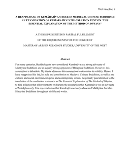 An Examination of Kumārajīva's Translation