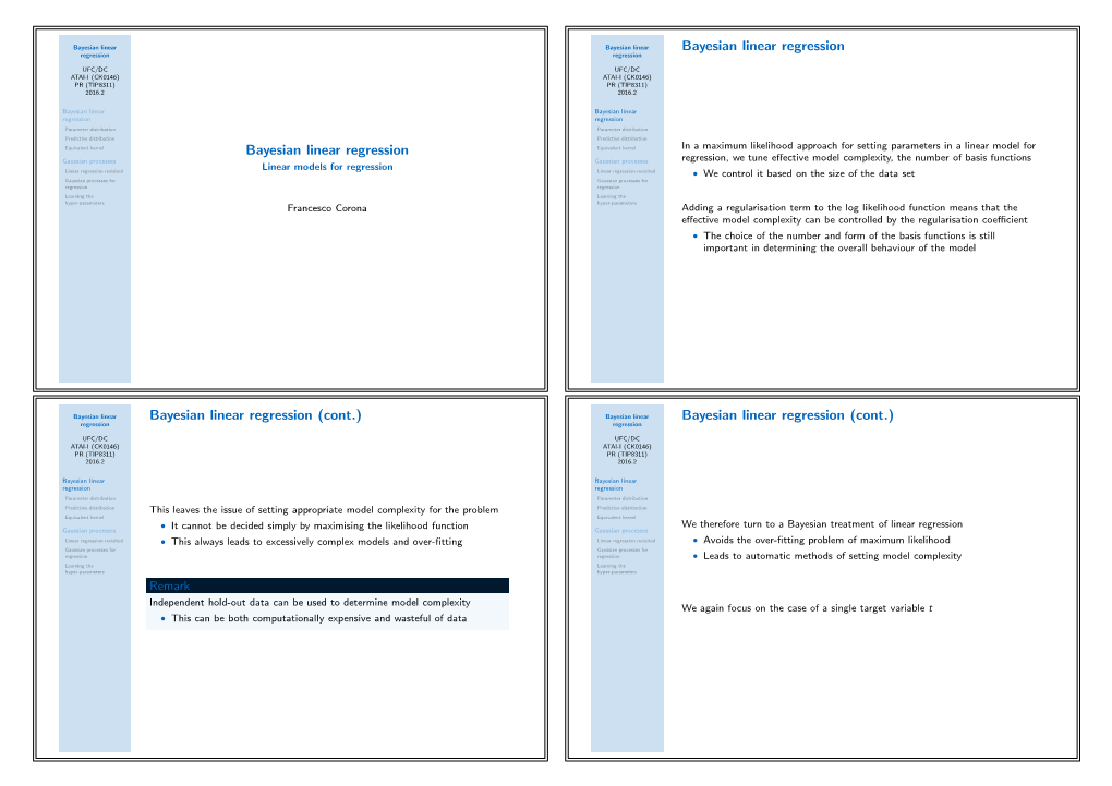 Bayesian Linear Regression Regression Regression