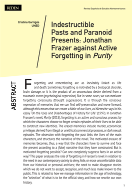 Indestructible Pasts and Paranoid Presents: Jonathan Frazer Against Active Forgetting in Purity