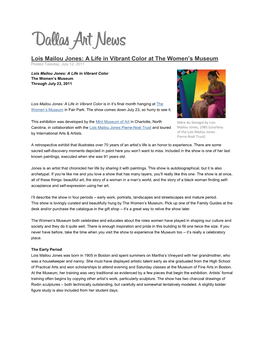 Lois Mailou Jones: a Life in Vibrant Color at the Women's Museum