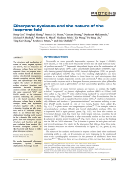 Diterpene Cyclases and the Nature of the Isoprene Fold Rong Cao,1 Yonghui Zhang,2 Francis M