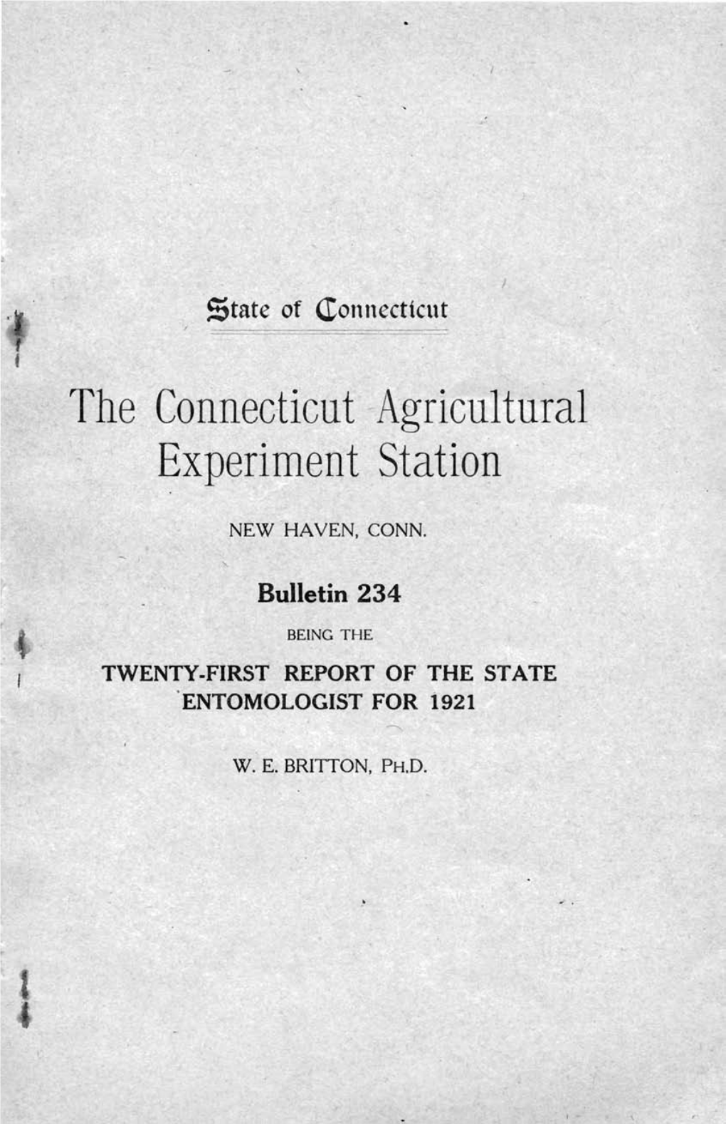 Twenty-First Report of the State Entomologist of Connecticut for the Year 1921