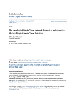 The New Digital Media Value Network: Proposing an Interactive Model of Digital Media Value Activities