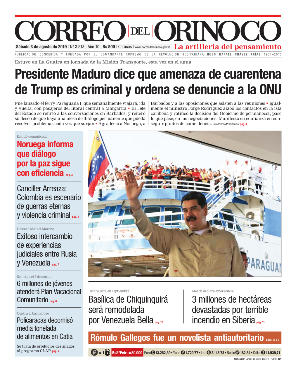 Presidente Maduro Dice Que Amenaza De Cuarentena De Trump Es Criminal Y Ordena Se Denuncie a La