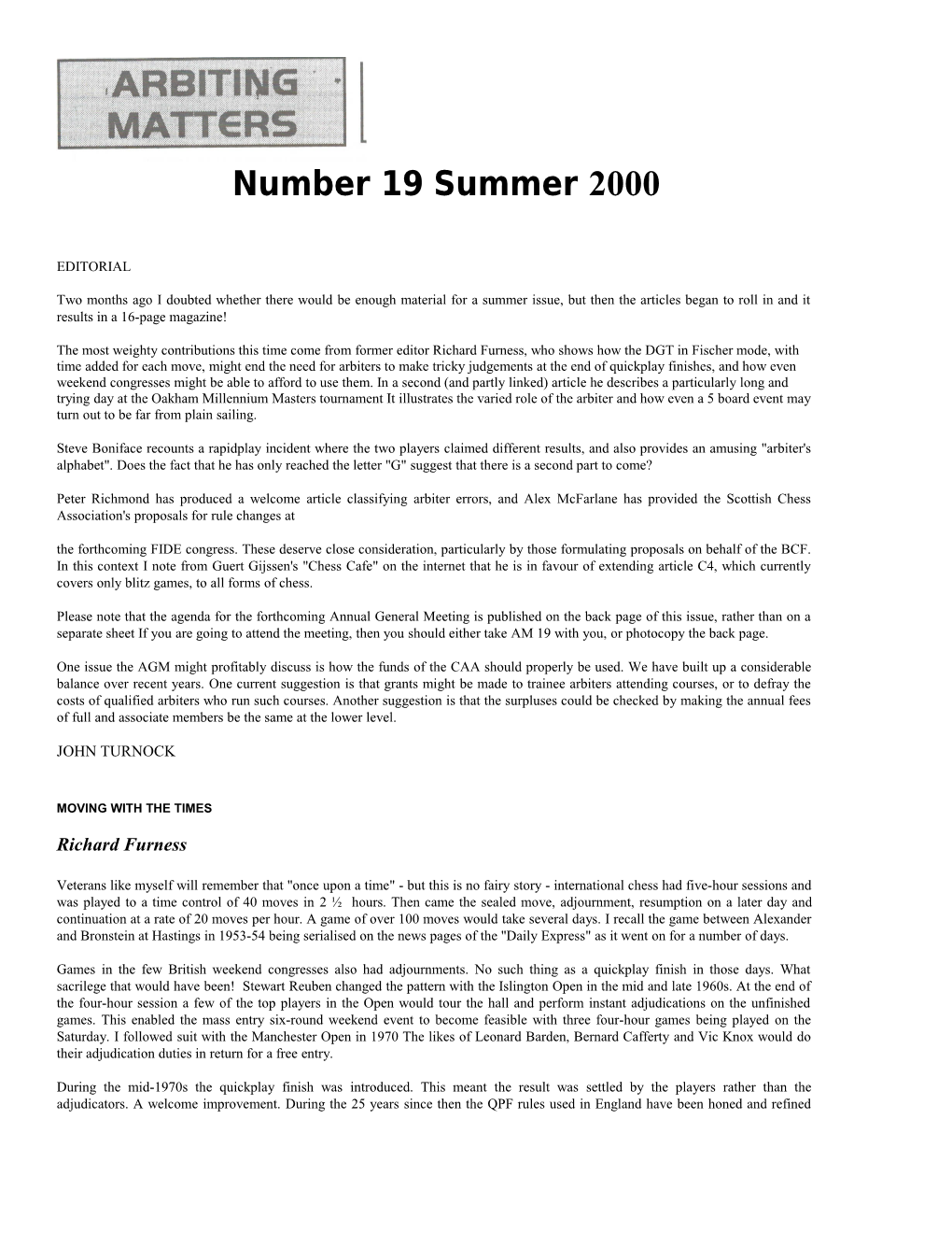 Number 19 Summer 2000