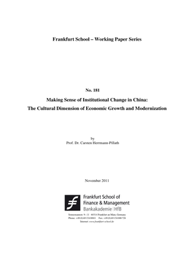 Frankfurt School – Working Paper Series Making Sense of Institutional