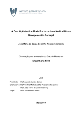 A Cost Optimization Model for Hazardous Medical Waste Management in Portugal