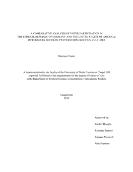 A Comparative Analysis of Voter Participation in the Federal Republic of Germany and the United States of America: Differences Between Two Western Election Cultures