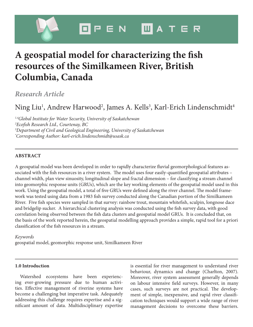 A Geospatial Model for Characterizing the Fish Resources of the Similkameen River, British Columbia, Canada