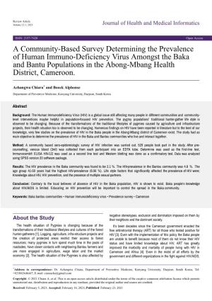 A Community-Based Survey Determining the Prevalence Of