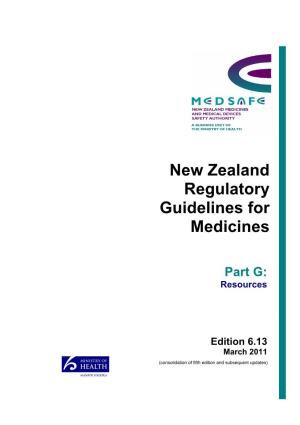 New Zealand Regulatory Guidelines for Medicines