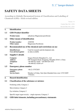 Safety Data Sheets