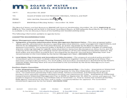 Board of Water and Soil Resources (BWSR) Board Meeting December 18, 2019