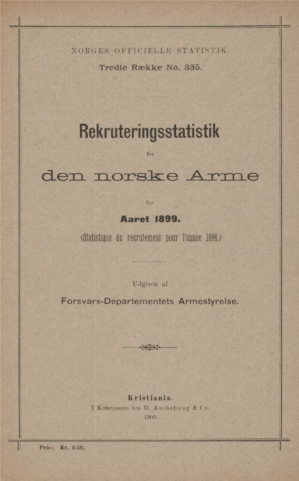 Rekruteringsstatistik for Den Norske Arme for Aaret 1899