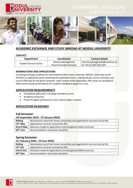 Academic Exchange and Study Abroad at Modul University