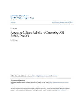 Argentine Military Rebellion: Chronology of Events, Dec